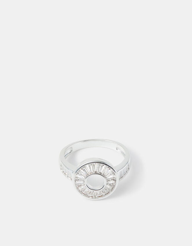 Accessorize Sterling Silver-Plated Sparkle Circle Ring Silver
