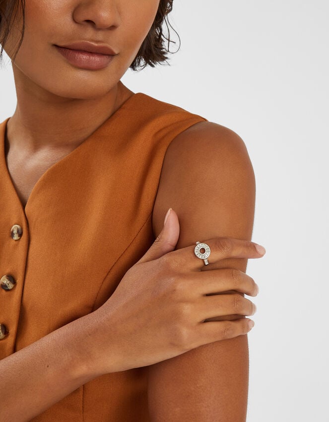 Accessorize Sterling Silver-Plated Sparkle Circle Ring Silver