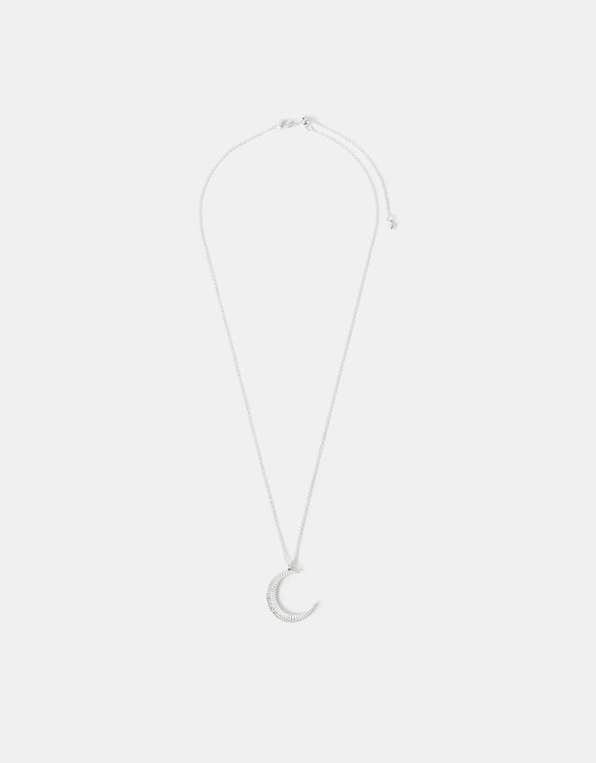 Accessorize Sterling Silver-Plated Sparkle Moon Pendant Necklace