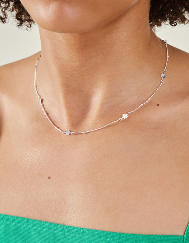 Accessorize Sterling Silver-Plated Star Station Necklace