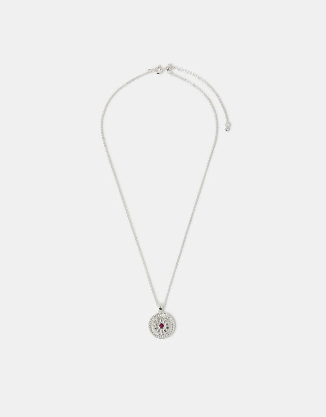 Accessorize Sterling Silver-Plated Stone Coin Pendant Necklace