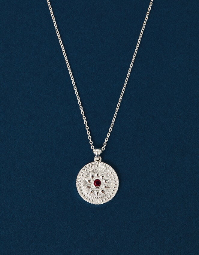 Accessorize Sterling Silver-Plated Stone Coin Pendant Necklace