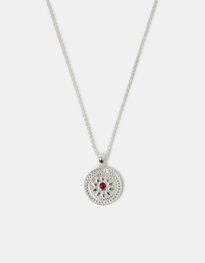 accessorize Sterling Silver-Plated Stone Coin Pendant Necklace