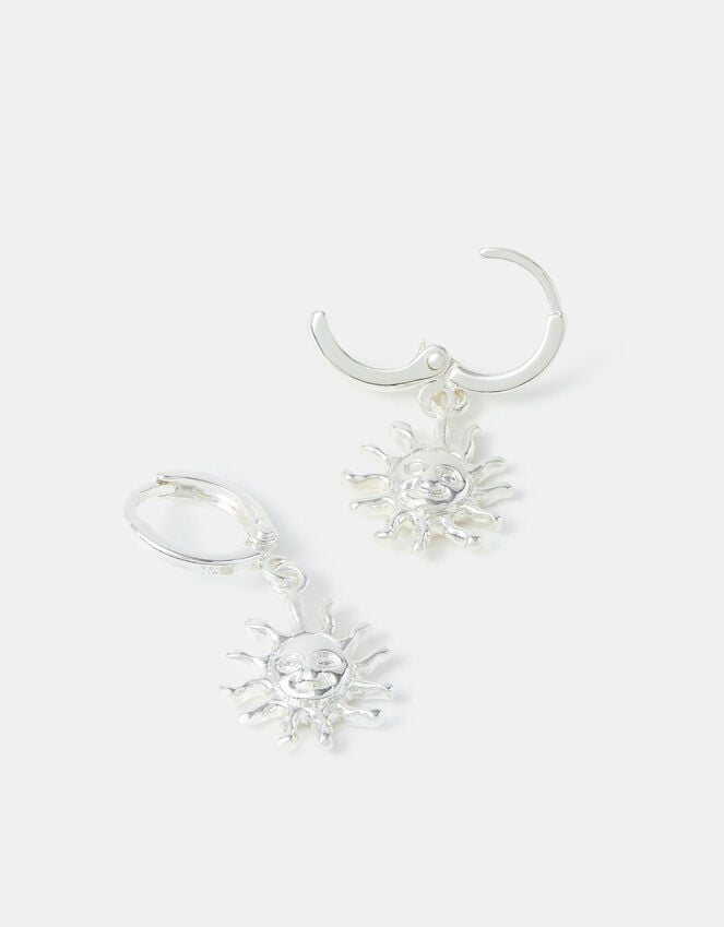 accessorize Sterling Silver-Plated Sun Charm Hoop Earrings