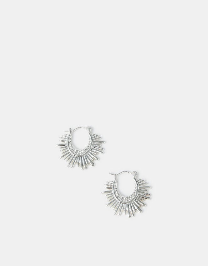 Accessorize Sterling Silver-Plated Sun Ray Hoop Earrings