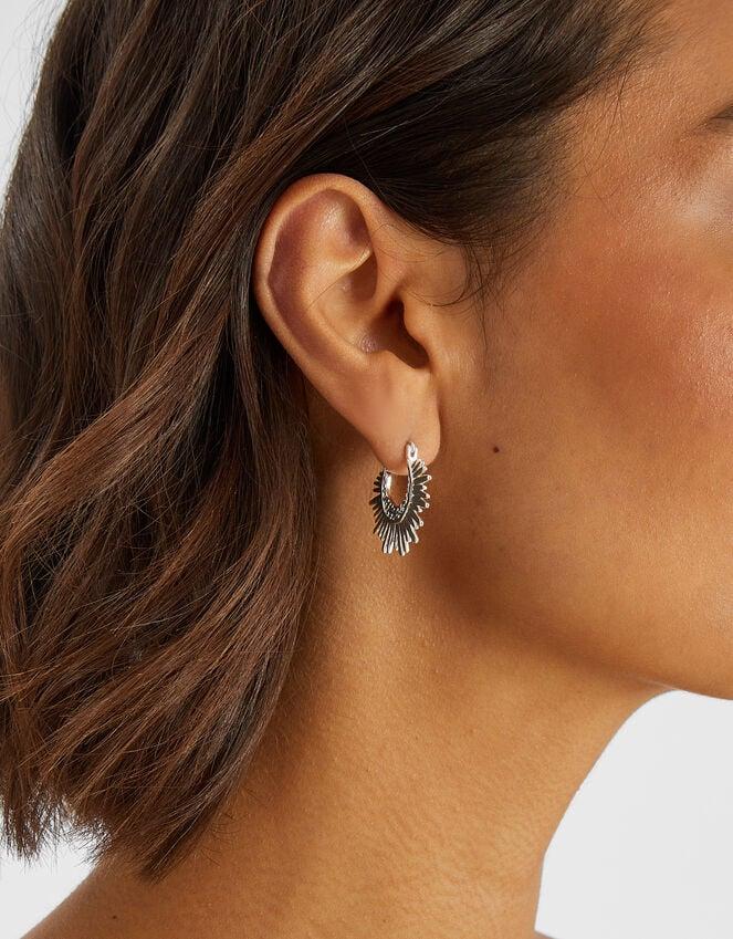 Accessorize Sterling Silver-Plated Sun Ray Hoop Earrings