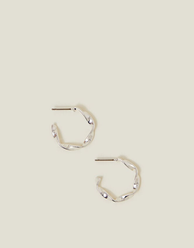 Accessorize Sterling Silver-Plated Twist Hoop Earrings
