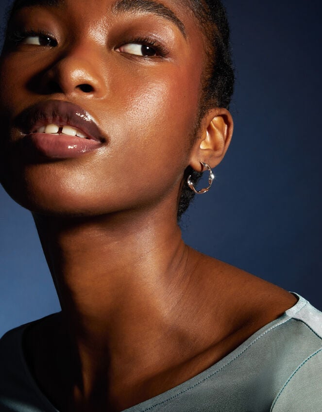 Accessorize Sterling Silver-Plated Twist Hoop Earrings