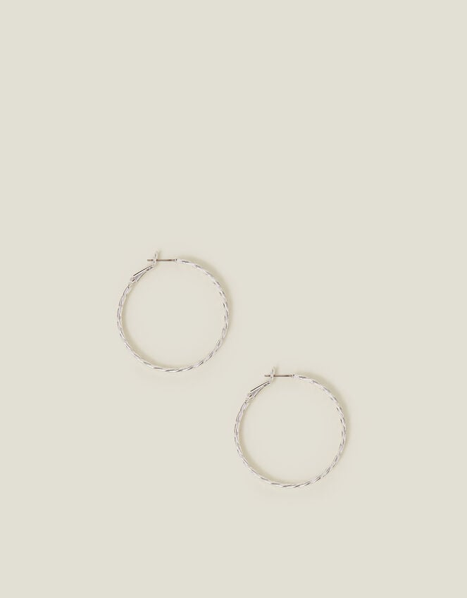 Accessorize Sterling Silver-Plated Twist Hoop Earrings