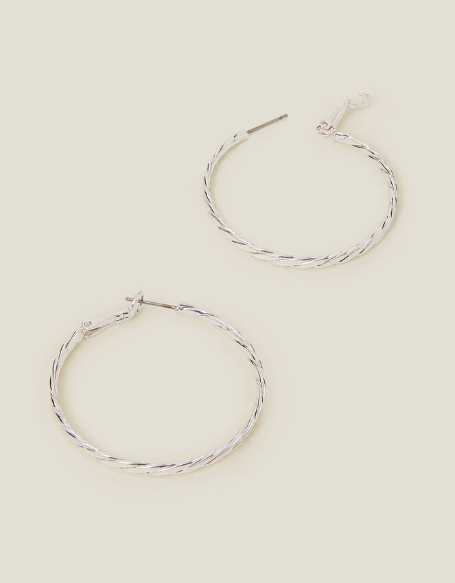 accessorize Sterling Silver-Plated Twist Hoop Earrings