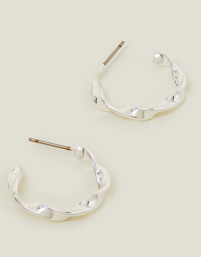 accessorize Sterling Silver-Plated Twist Hoop Earrings