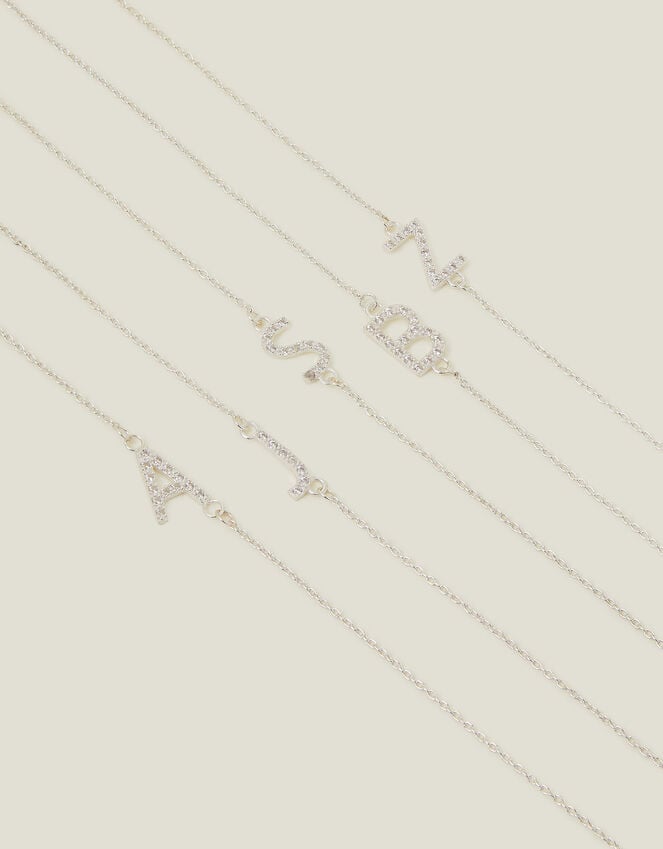 Accessorize Sterling Silver Sparkle Initial Bracelet Silver
