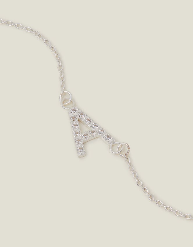 accessorize Sterling Silver Sparkle Initial Bracelet Silver