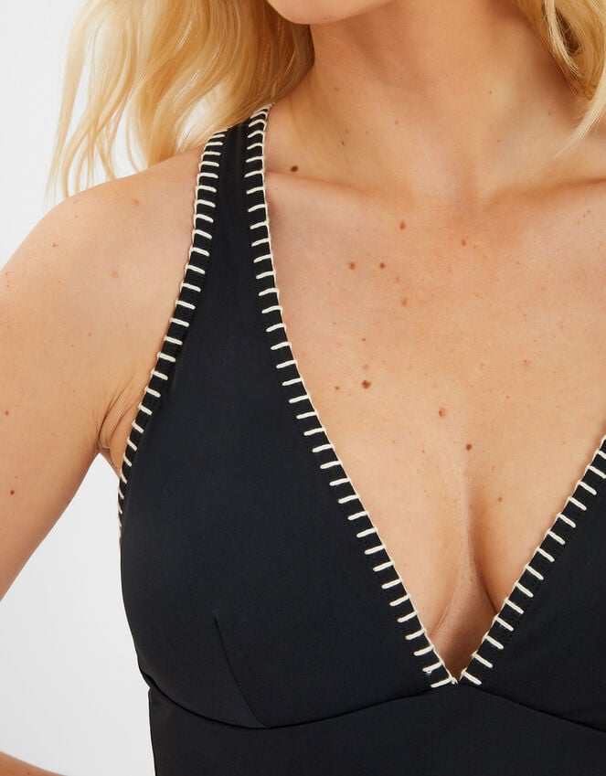 Accessorize Stitch Cross-Back Plunge Swimsuit Black