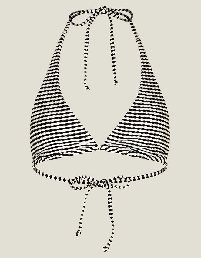 Accessorize Stripe Seersucker Triangle Bikini Top Black