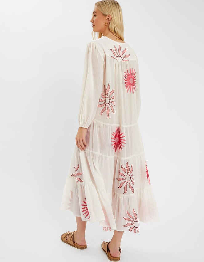 Accessorize Sun Embroidered Long-Sleeve Maxi Dress Ivory