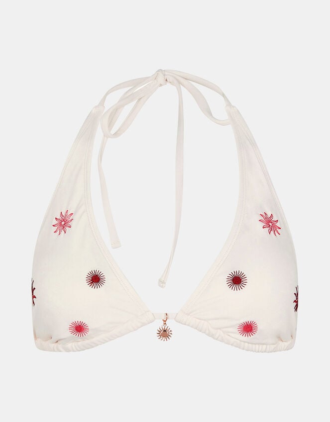 Accessorize Sun Embroidered Triangle Bikini Top Ivory