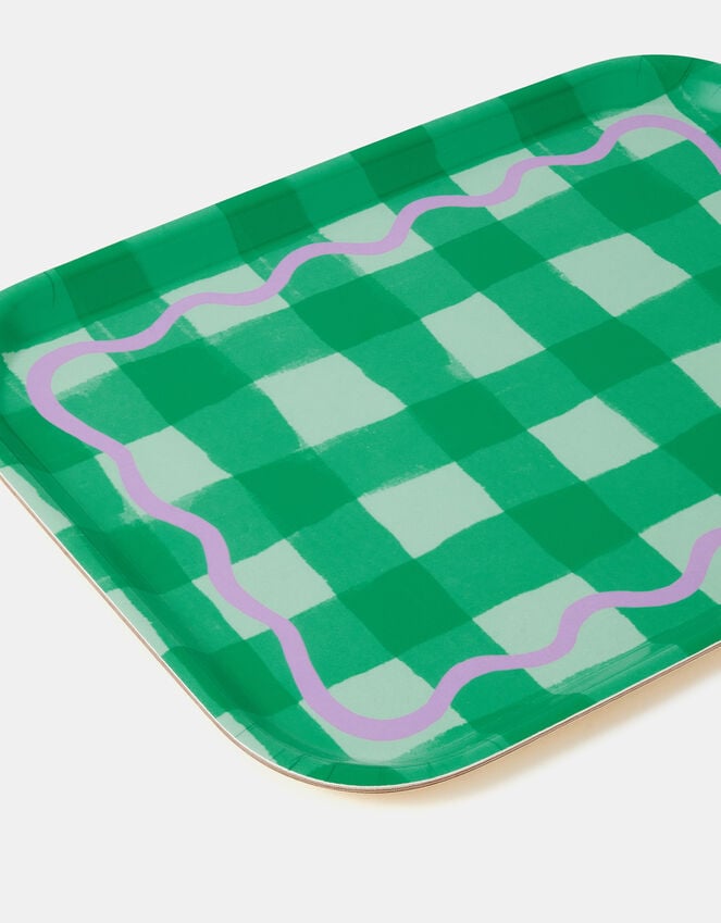 Accessorize Talking Tables Gingham Wooden Serving Tray Green