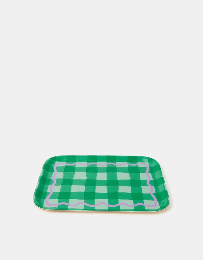 accessorize Talking Tables Gingham Wooden Serving Tray Green