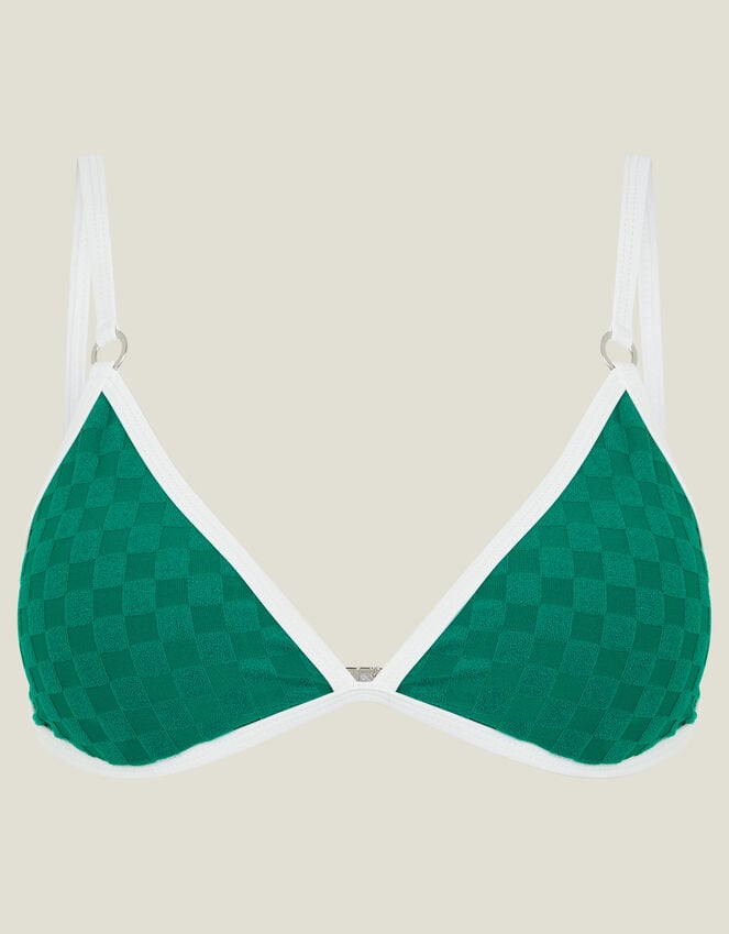 Accessorize Texture Checkerboard Triangle Bikini Top Teal