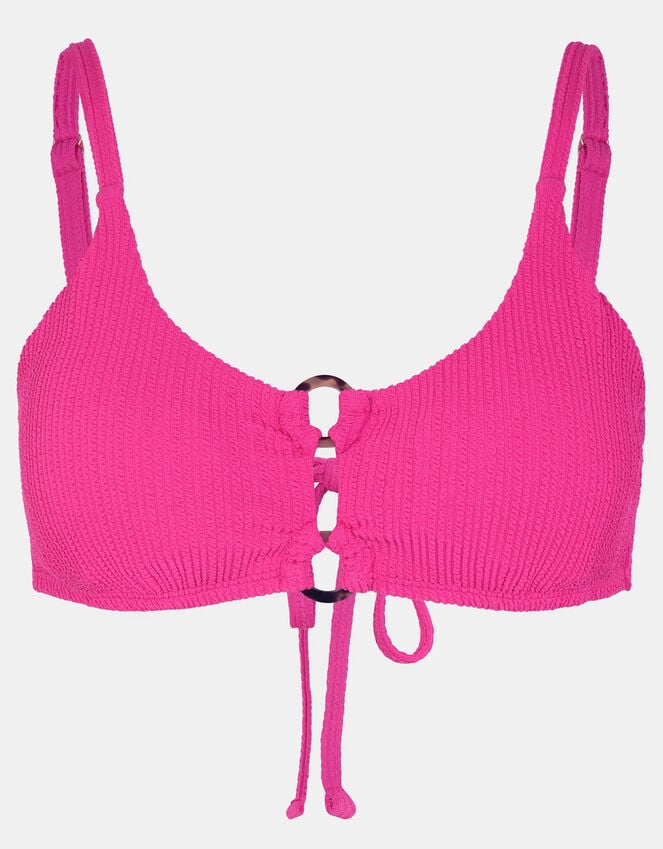 Accessorize Textured Double Ring Bralette Bikini Top Pink