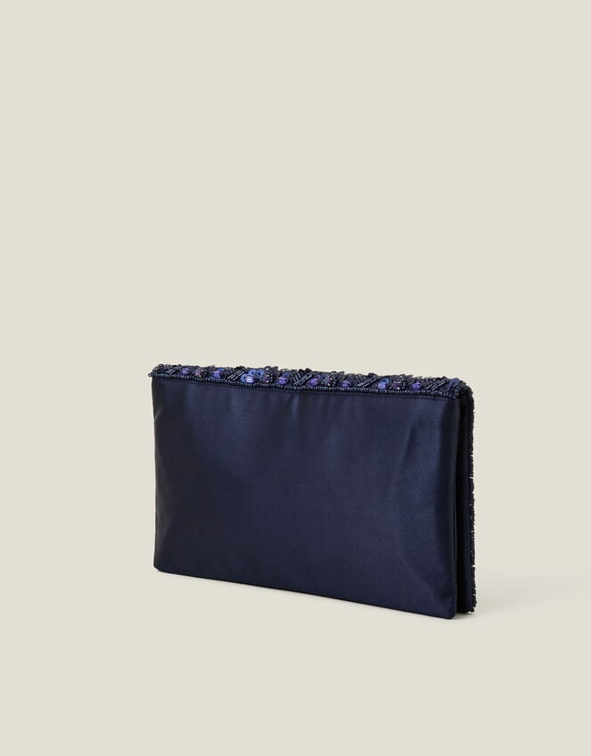 Accessorize Tianna Metallic Embellished Clutch Bag Blue