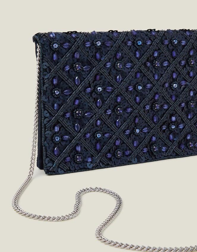 Accessorize Tianna Metallic Embellished Clutch Bag Blue