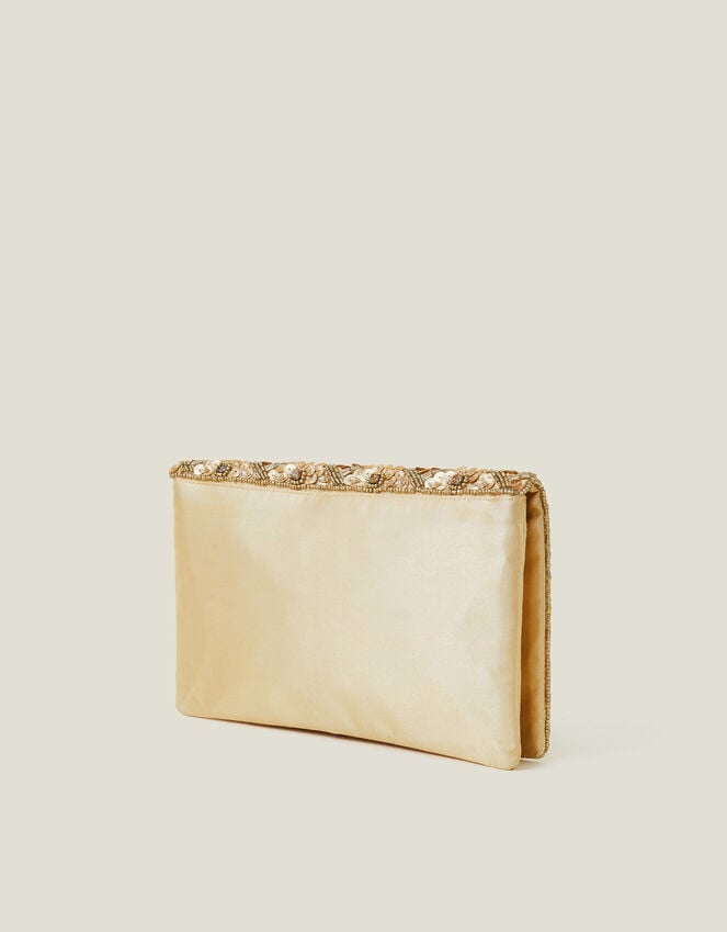 Accessorize Tianna Metallic Embellished Clutch Bag Gold
