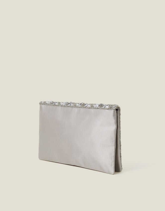 Accessorize Tianna Metallic Embellished Clutch Bag Silver