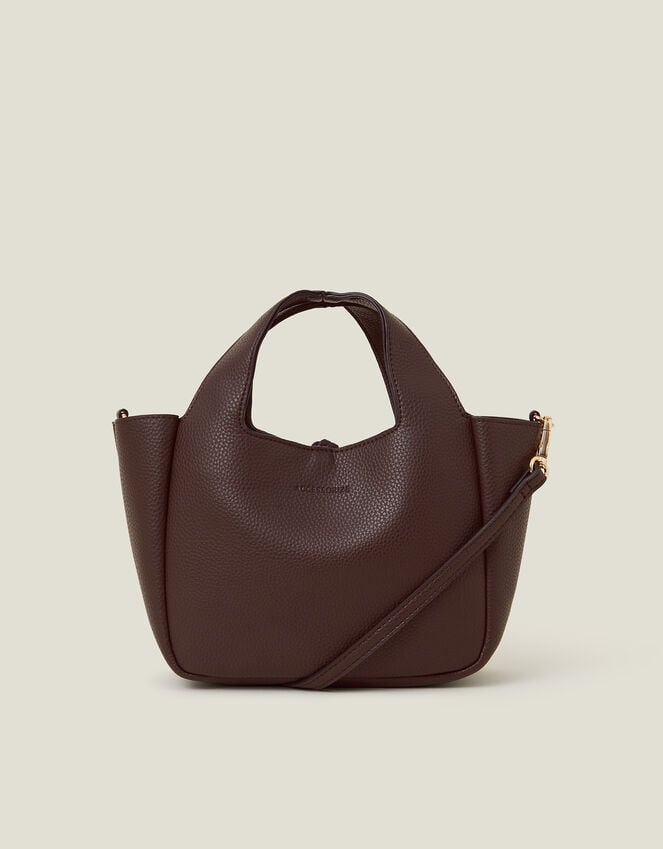 Accessorize Top Handle Faux Leather Cross-Body Bag Brown