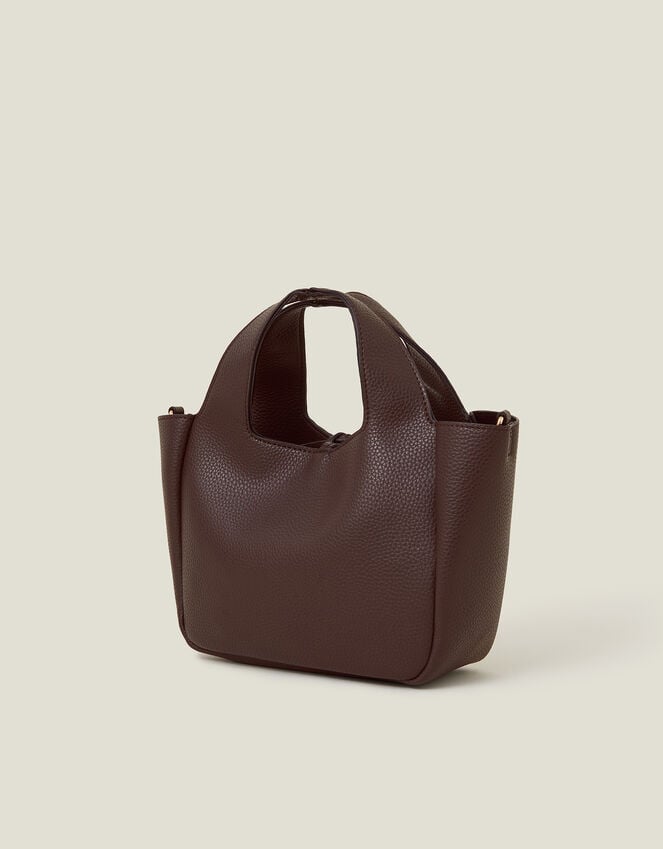 Accessorize Top Handle Faux Leather Cross-Body Bag Brown