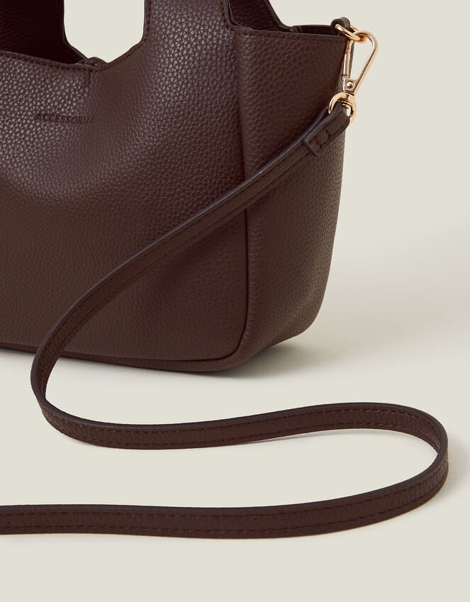 Accessorize Top Handle Faux Leather Cross-Body Bag Brown