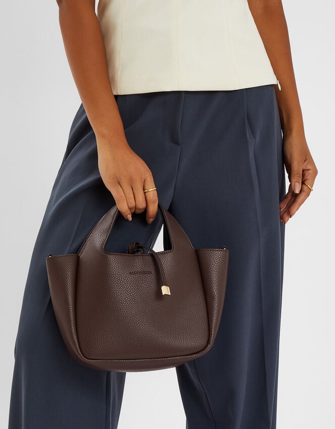 accessorize Top Handle Faux Leather Cross-Body Bag Brown