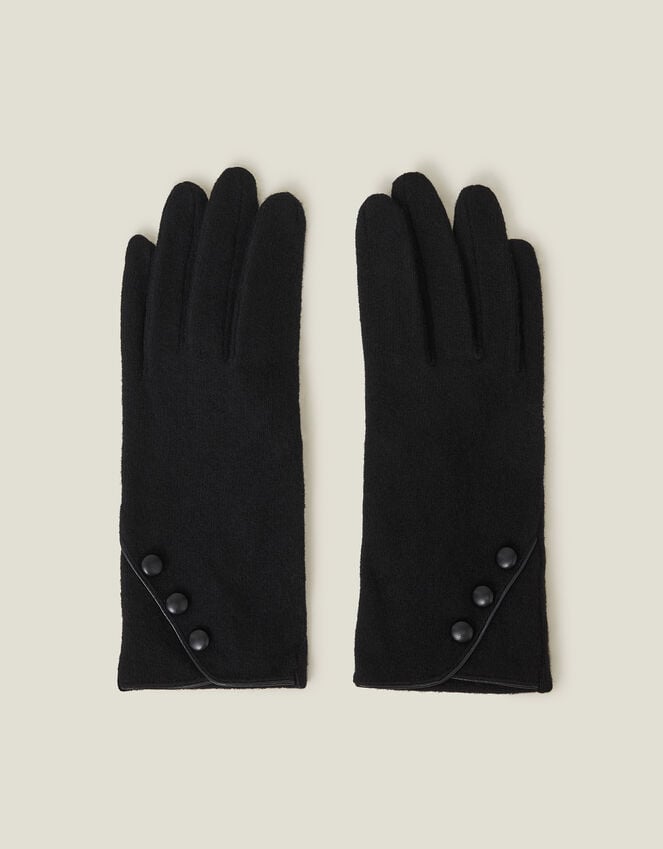 accessorize Touchscreen Button Gloves in Wool Blend Black