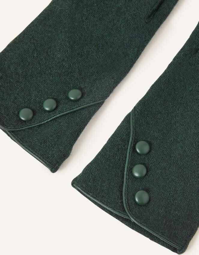 Accessorize Touchscreen Button Gloves In Wool Blend Green