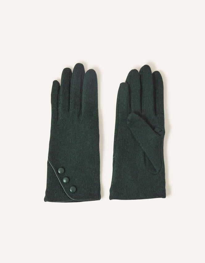 accessorize Touchscreen Button Gloves in Wool Blend Green