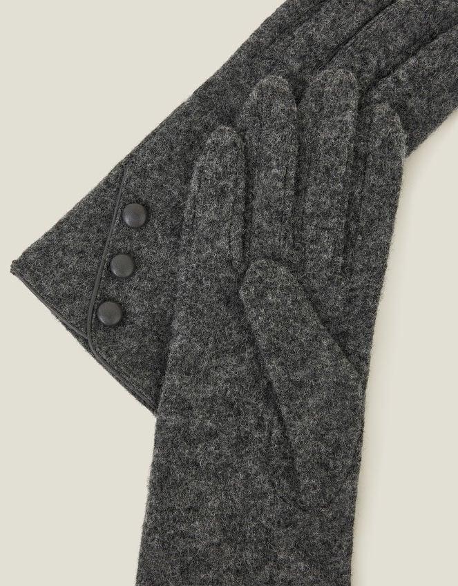 Accessorize Touchscreen Button Gloves In Wool Blend Grey
