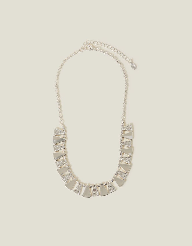 Accessorize Triangle Molten Statement Necklace Silver