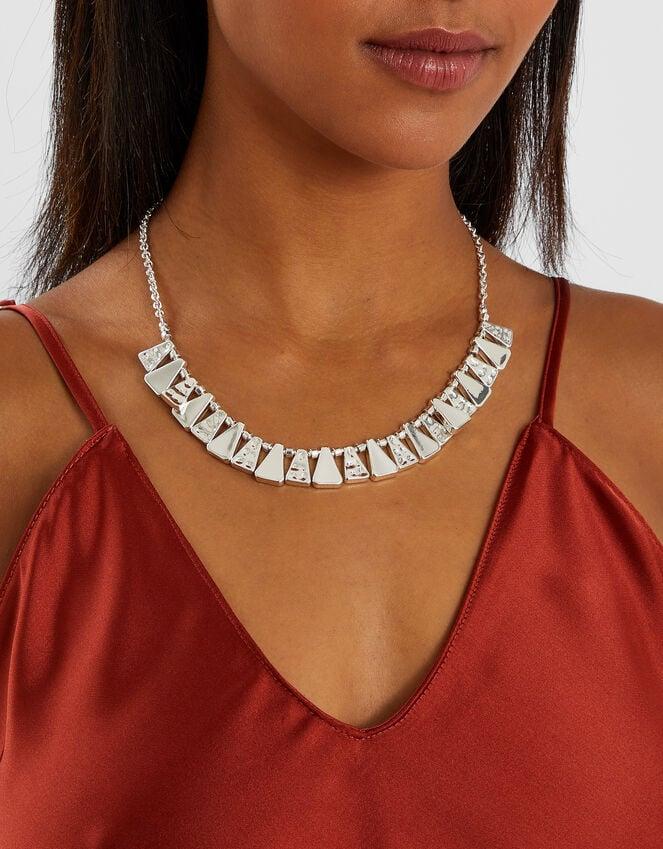 Accessorize Triangle Molten Statement Necklace Silver