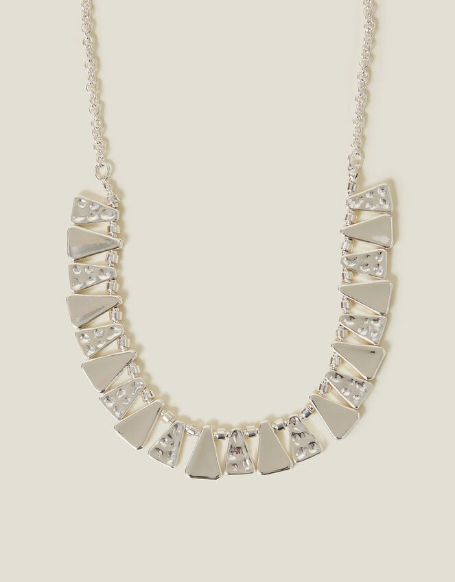 accessorize Triangle Molten Statement Necklace Silver