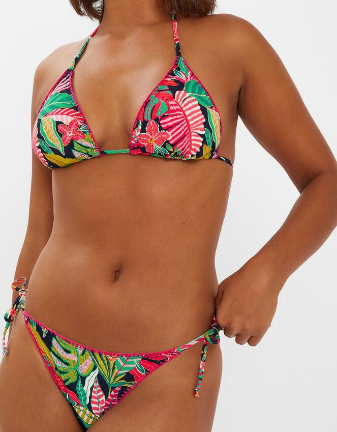 Accessorize Tropical Print Tie Side Bikini Bottoms Black