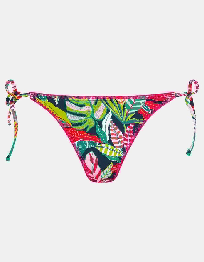 Accessorize Tropical Print Tie Side Bikini Bottoms Black