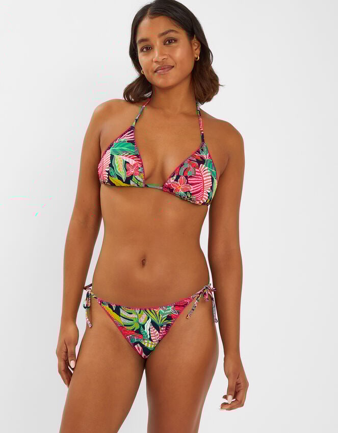 accessorize Tropical Print Tie Side Bikini Bottoms Black