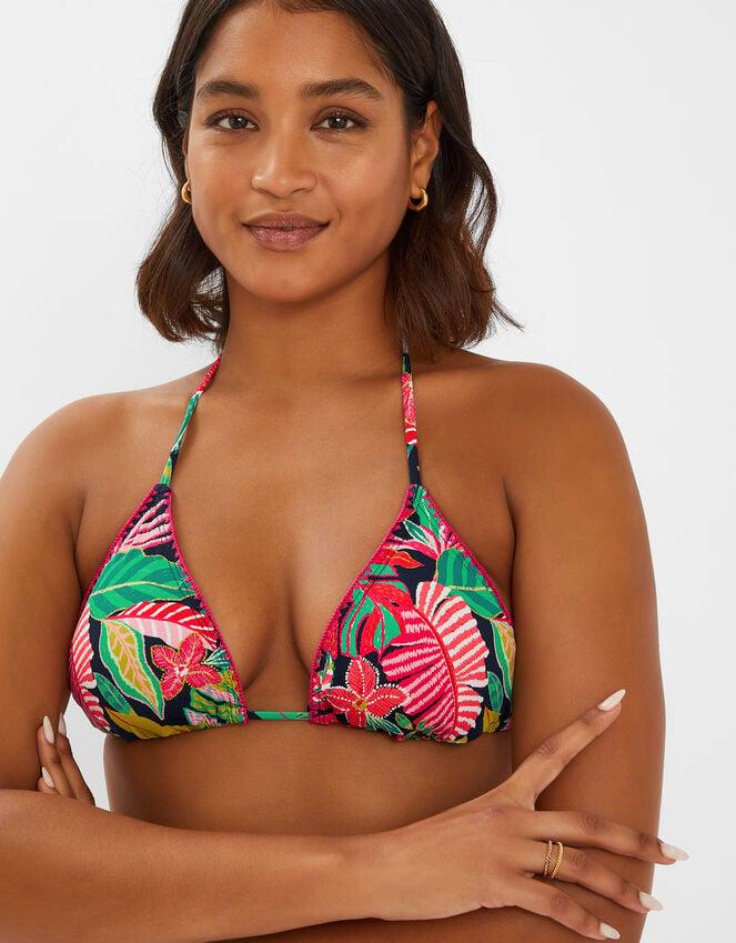 Accessorize Tropical Print Triangle Bikini Top Black