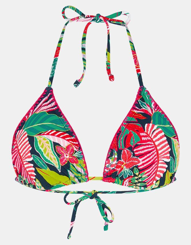 Accessorize Tropical Print Triangle Bikini Top Black