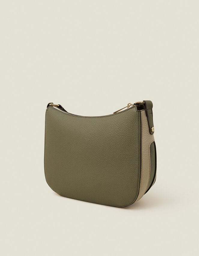 Accessorize Two-Tone Faux Leather Crossbody Bag Khaki