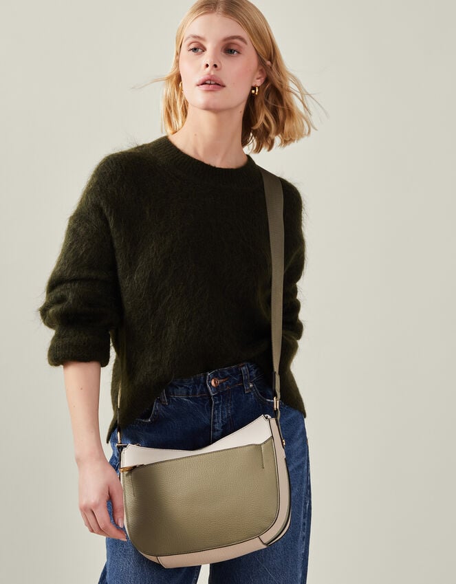 accessorize Two-Tone Faux Leather Crossbody Bag Khaki