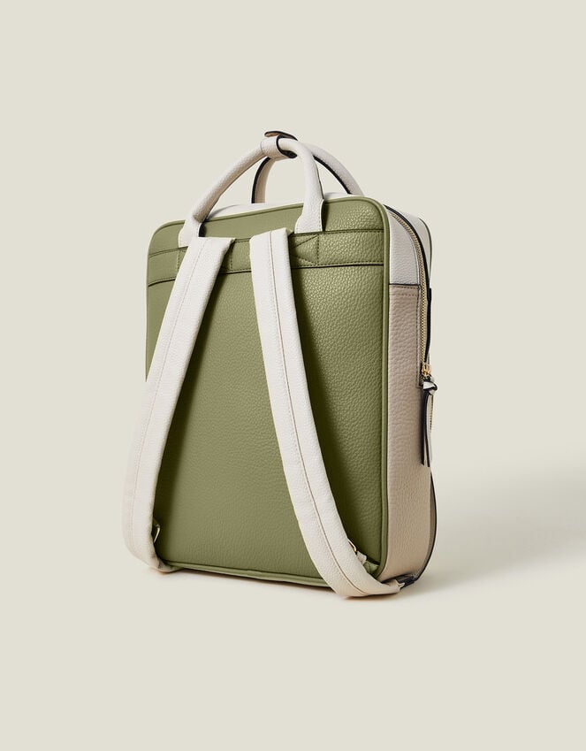 Accessorize Two-Tone Top Handle Faux Leather Backpack