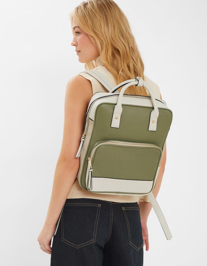 accessorize Two-Tone Top Handle Faux Leather Backpack