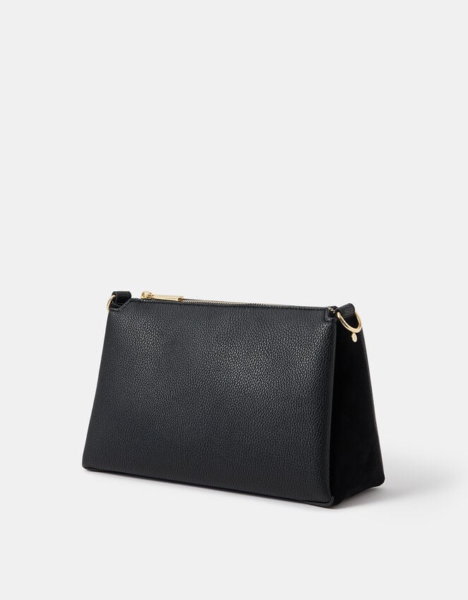 Accessorize Webbing Strap Suedette Crossbody Bag Black